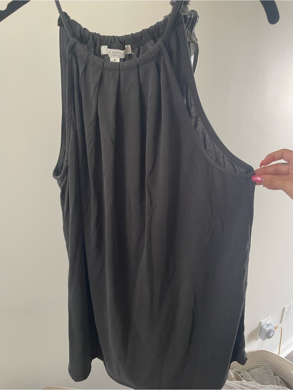 Green Envelope Black Elastic Waist Skirt